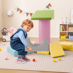 10-Piece Foam Climbing Toys for Toddlers Soft Foam PU Leather Building Blocks-Yellow
