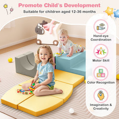 10-Piece Foam Climbing Toys for Toddlers Soft Foam PU Leather Building Blocks-Yellow
