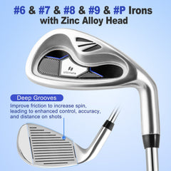 Men’s Profile Complete Golf Club Package Set Includes 10 Pieces-Blue