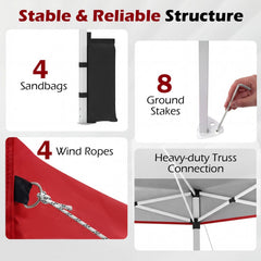 10 x 10 Feet Outdoor Commercial Pop up Canopy Tent-Red
