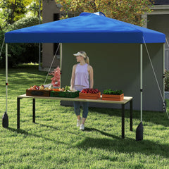 10 X 10 FT Pop up Canopy Tent with 1 Sidewall and Wheeled Bag-Blue