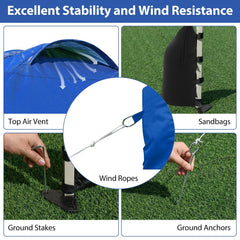 10 X 10 FT Pop up Canopy Tent with 1 Sidewall and Wheeled Bag-Blue