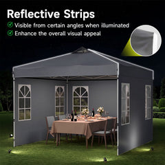 10 x 10 FT Pop Up Canopy Tent with 4 Sidewalls and Adjustable Height Waterproof-Gray