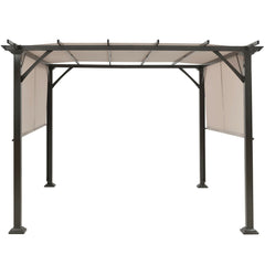 10 x 10 Feet Metal Frame Patio Furniture Shelter-Beige