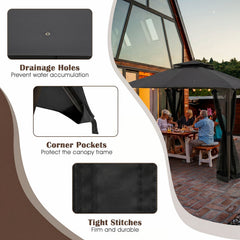 10 x 12 Feet Gazebo Replacement Top with Air Vent and Drainage Holes-Gray