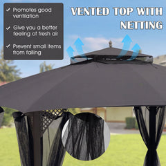 10 x 12 Feet Gazebo Replacement Top with Air Vent and Drainage Holes-Gray