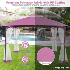 10 x 12 Feet Gazebo Replacement Top with Air Vent and Drainage Holes-Pink
