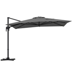 10 x 13 FT Cantilever Patio Umbrella with 360-Degree Rotation and 5 Tilt Positions-Gray