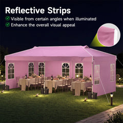 10 x 20 FT Pop Up Canopy Tent with 6 Sidewalls and Adjustable Height-Pink