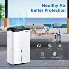 100 Pint Smart Wifi Dehumidifier with App and Alexa Control, 1.3 Gallon Tank, Auto Defrost, White