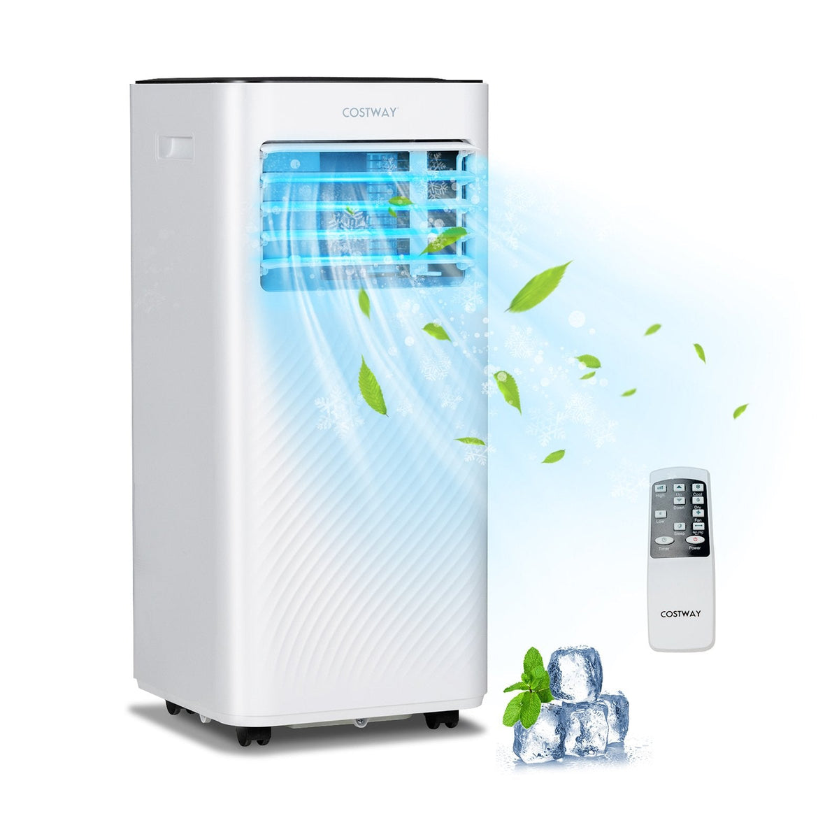 10000 BTU 4-in-1 Portable Air Conditioner with Dehumidifier and Sleep Mode, Black, 350 sq ft