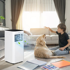 10000 BTU 4-in-1 Portable Air Conditioner with Dehumidifier and Sleep Mode, Black, 350 sq ft