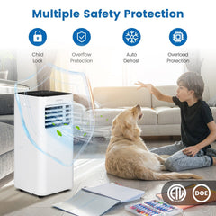 10000 BTU 4-in-1 Portable Air Conditioner with Dehumidifier and Sleep Mode, Black, 350 sq ft