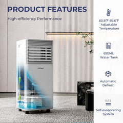 10000 BTU Air Cooler with Fan and Dehumidifier Mode, White, Self-Evaporating, 350 sq ft