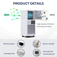 10000 BTU Air Cooler with Fan and Dehumidifier Mode, White, Self-Evaporating, 350 sq ft