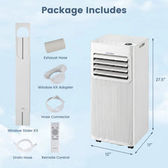 10000 BTU Portable AC with Sleep Mode and Window Kit Cools 450 Sq.Ft-White
