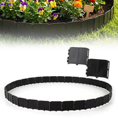 10.5 FT 70 PCS Garden Edging Borders No Dig Interlocking Design for Flower Beds-Black