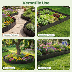 10.5 FT 70 PCS Garden Edging Borders No Dig Interlocking Design for Flower Beds-Black