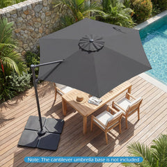 10 FT Patio Cantilever Umbrella with 360° Rotation and Air Vent for Backyard and Poolside-Gray