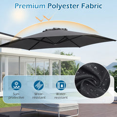 10 FT Patio Cantilever Umbrella with 360° Rotation and Air Vent for Backyard and Poolside-Gray