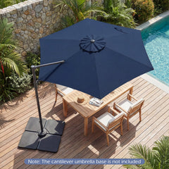 10 FT Patio Cantilever Umbrella with 360° Rotation and Air Vent for Backyard and Poolside-Blue