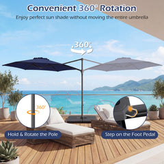 10 FT Patio Cantilever Umbrella with 360° Rotation and Air Vent for Backyard and Poolside-Blue