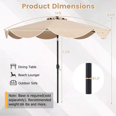 10 FT Scalloped Solar Patio Umbrella with 24 LED Lights and Tilt Adjustment-Beige