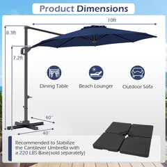 10 Feet Patio Cantilever Umbrella with Easy Tilt Adjustment-Navy