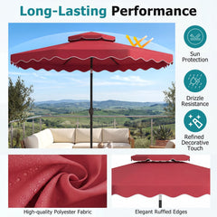 10 Feet Patio Umbrella with Push Button Tilt and Crank-Wine