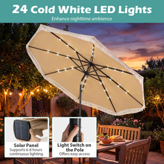 10 Feet Solar Patio Umbrella with 24 LED Lights for Yard-Beige