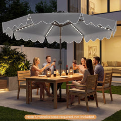 10 Feet Solar Patio Umbrella with Color-Changing LED Lights-Gray