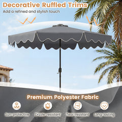 10 Feet Solar Patio Umbrella with Color-Changing LED Lights-Gray