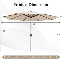 10 Feet Outdoor Patio Umbrella with Tilt Adjustment and Crank-Beige