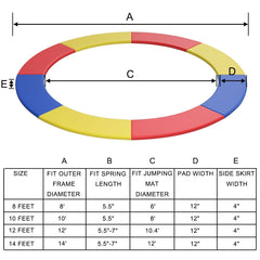 10Ft Waterproof Safety Trampoline, Bounce Frame Spring Cover Outdoor/Indoor-Multicolor