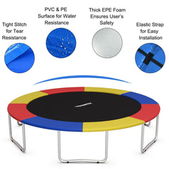 10Ft Waterproof Safety Trampoline, Bounce Frame Spring Cover Outdoor/Indoor-Multicolor