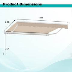 10 x 8.2 Feet Retractable Awning with Easy Opening Manual Crank Handle-Beige