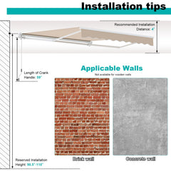 10 x 8.2 Feet Retractable Awning with Easy Opening Manual Crank Handle-Beige