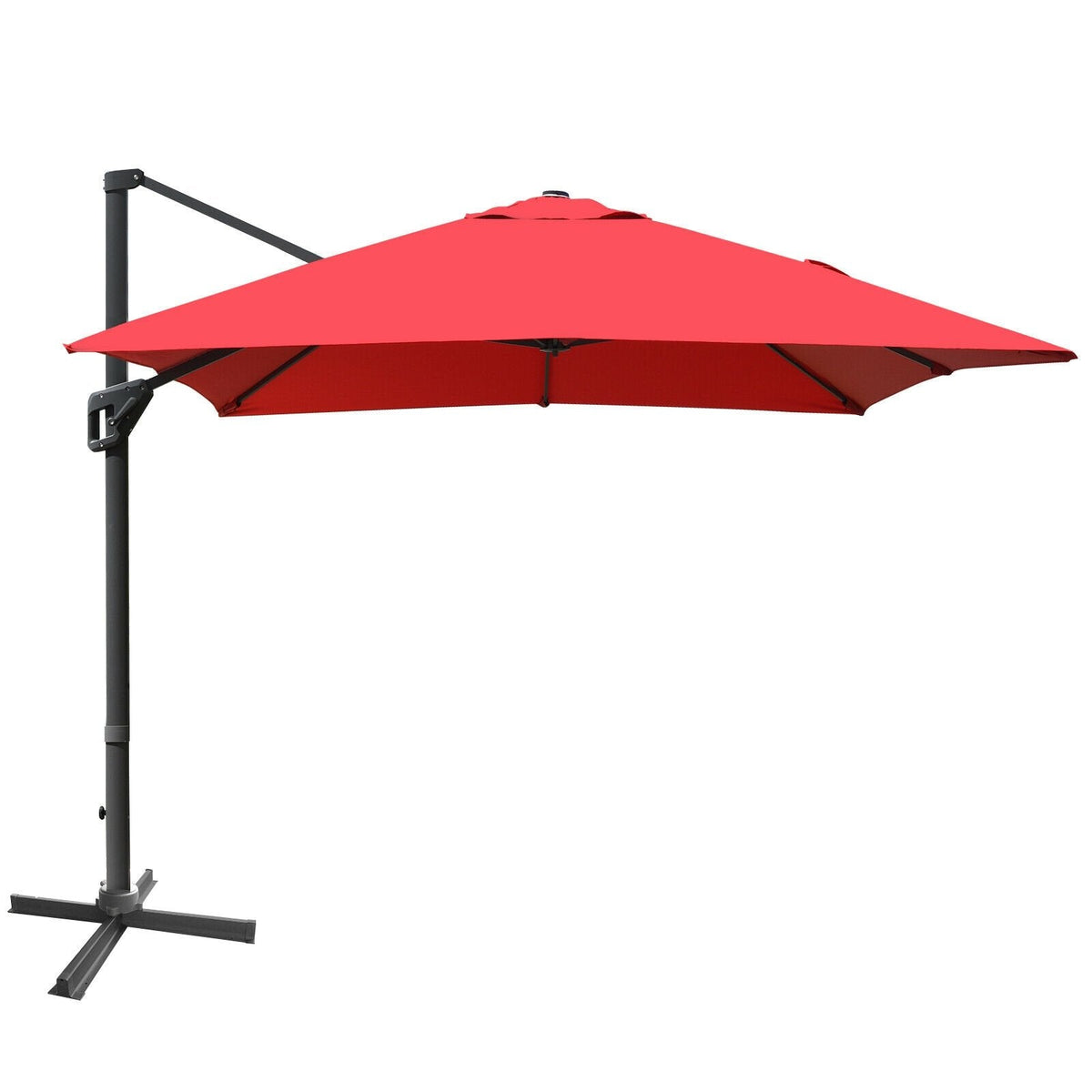 10 x13 Feet Rectangular Cantilever Umbrella with 360° Rotation Function-Wine