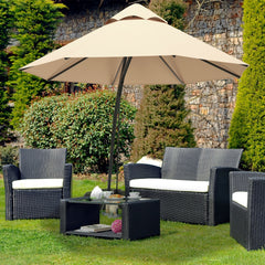 11 Feet Outdoor Cantilever Hanging Umbrella with Base and Wheels-Beige