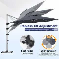 11 Feet Patio Offset Cantilever Umbrella 360° Rotation Aluminum Tilt-Gray