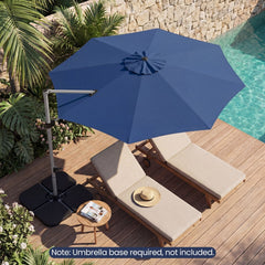 11 Feet Patio Offset Cantilever Umbrella 360° Rotation Aluminum Tilt-Navy