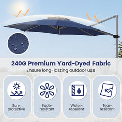 11 Feet Patio Offset Cantilever Umbrella 360° Rotation Aluminum Tilt-Navy