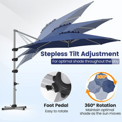 11 Feet Patio Offset Cantilever Umbrella 360° Rotation Aluminum Tilt-Navy
