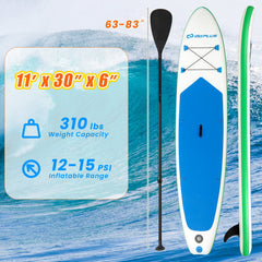 11 Feet Premium SUP Inflatable Stand Up Paddle Board with Accessories and Repair Kit-L