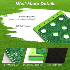 11 FT Putting Green Mat with 2 Adjustable Putters and 6 Balls