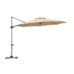 11 Feet Patio Offset Cantilever Umbrella 360° Rotation Aluminum Tilt-Beige