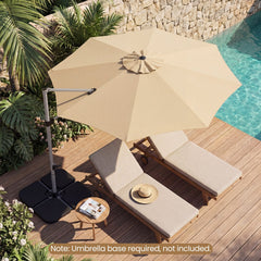 11 Feet Patio Offset Cantilever Umbrella 360° Rotation Aluminum Tilt-Beige