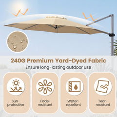 11 Feet Patio Offset Cantilever Umbrella 360° Rotation Aluminum Tilt-Beige