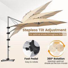 11 Feet Patio Offset Cantilever Umbrella 360° Rotation Aluminum Tilt-Beige