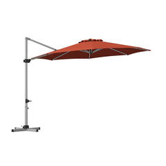 11 Feet Patio Offset Cantilever Umbrella 360° Rotation Aluminum Tilt-Brick Red